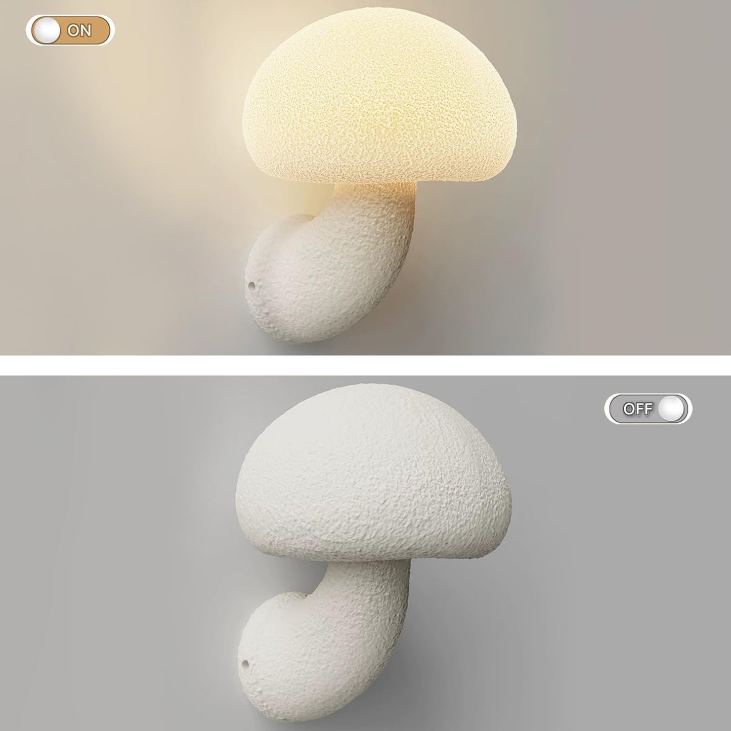 SANDYHA Mushroom Wall Sconce Modern White Mushroom Bathroom Wall Light Fixtures Cute White Resin Wall Lamp for Bedroom Mirror Living Room Restaurant