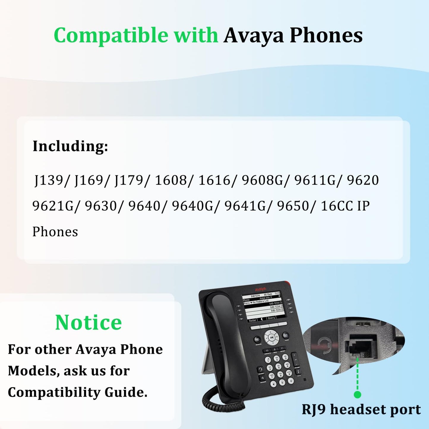 Xintronics RJ9 Phone Headset with Microphone Noise Cancelling Wired Telephone Headset Compatible with Avaya 9608G 9611G J179 J169 1608 9620 9621G 9650