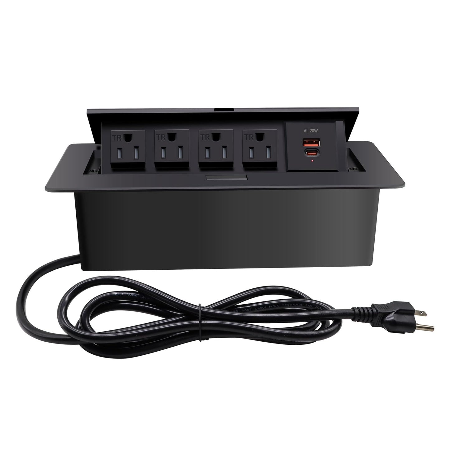 Pop Up Outlet;Pop up Power Strip; Embedded countertop;6.5 Feet 16AWG UL Cable 4 AC Outlets Max Power 1875w USB C PD 20W Fast Charging Used for Home