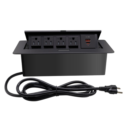 Pop Up Outlet;Pop up Power Strip; Embedded countertop;6.5 Feet 16AWG UL Cable 4 AC Outlets Max Power 1875w USB C PD 20W Fast Charging Used for Home