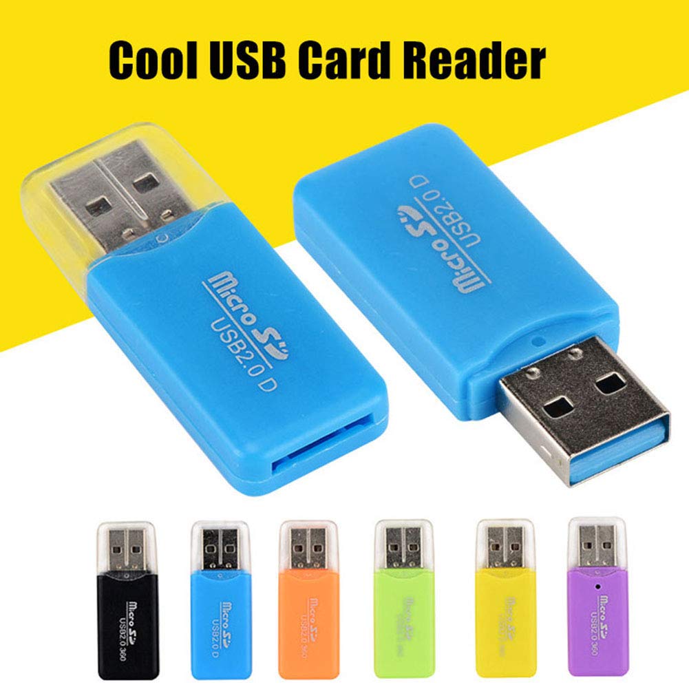 VizGiz 6 Pack Micro SD Card Reader SDXC TF USB 2.0 T-Flash MicroSD TransFlash Memory Card Reader Adapter Writer Mini Ice Cool for Android Phone Camera