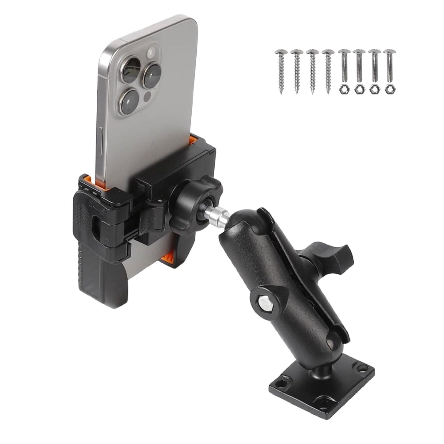 xik Phone Holder Mount for Boat, Kayak & Truck - Square AMPS Base, 3.54” Medium Arm, [1s Quick Lock & Release] [360° Adjustable], Fits 4.7"-7.2"
