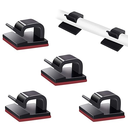 SOULWIT 50 Pcs Self Adhesive Cable Management Clips, Cable Organizers Sticky Wire Clips Cord Holder for TV PC Laptop Ethernet Cable Desktop Home