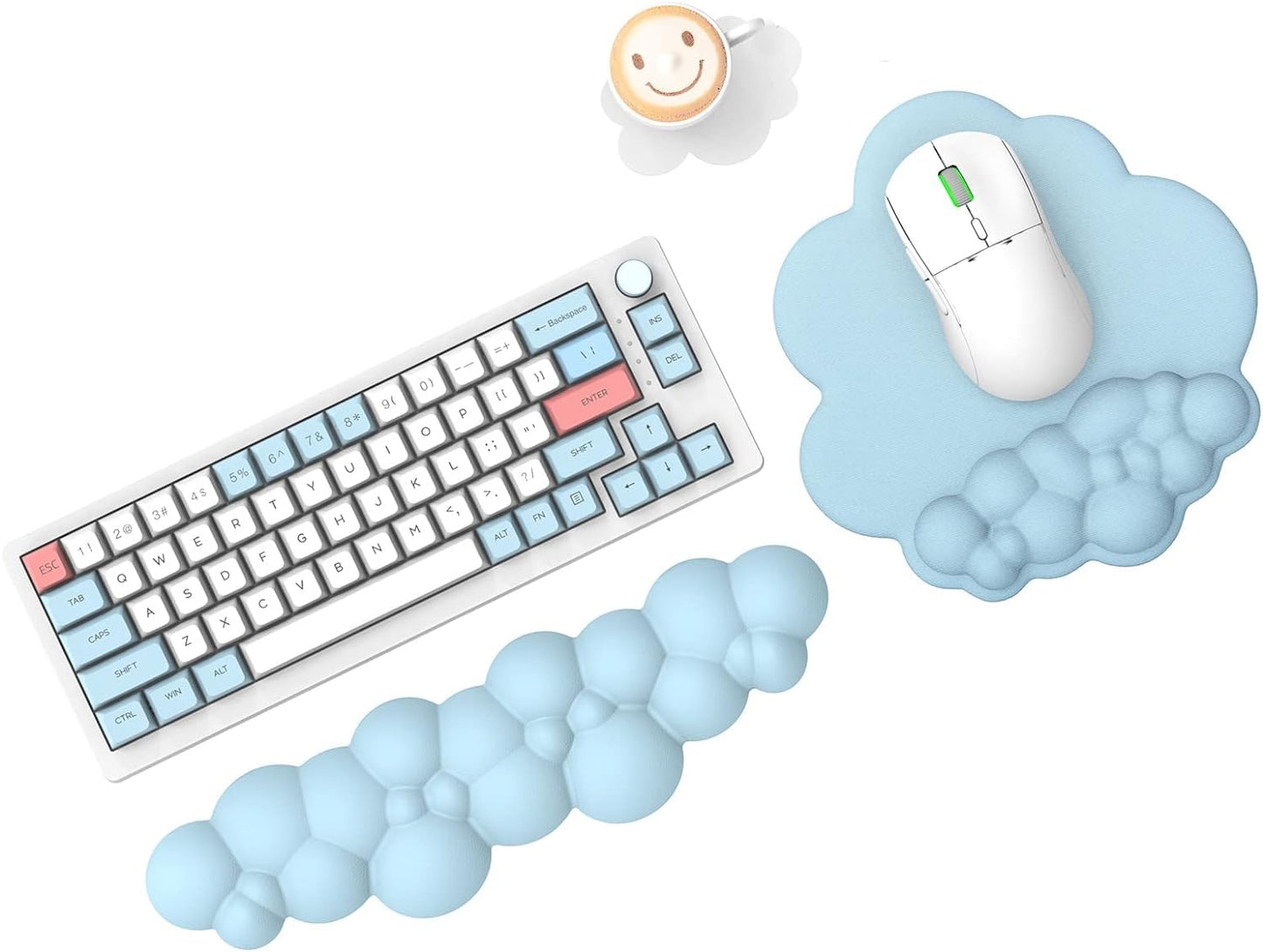 Keyboard Wrist Rest and Mouse Pad with Wrist Support, Ergonomic Gel Wrist Rest for Computer Keyboard and Mouse Pad + Coaster Set, Perfect for Home