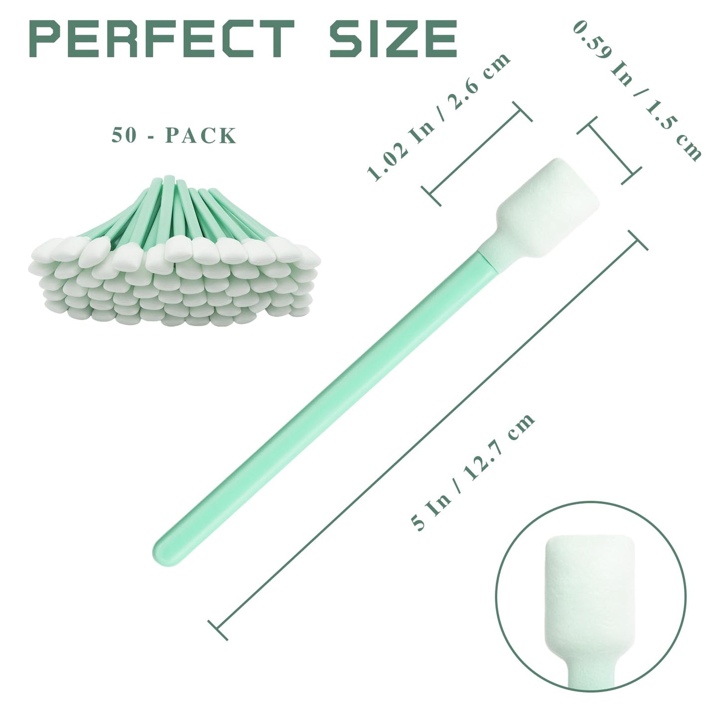 50PCS Foam Cleaning Swabs - Anti-Static Lint-Free Applicators for Printers, Cameras, Optical Lenses & Electronic Equipment