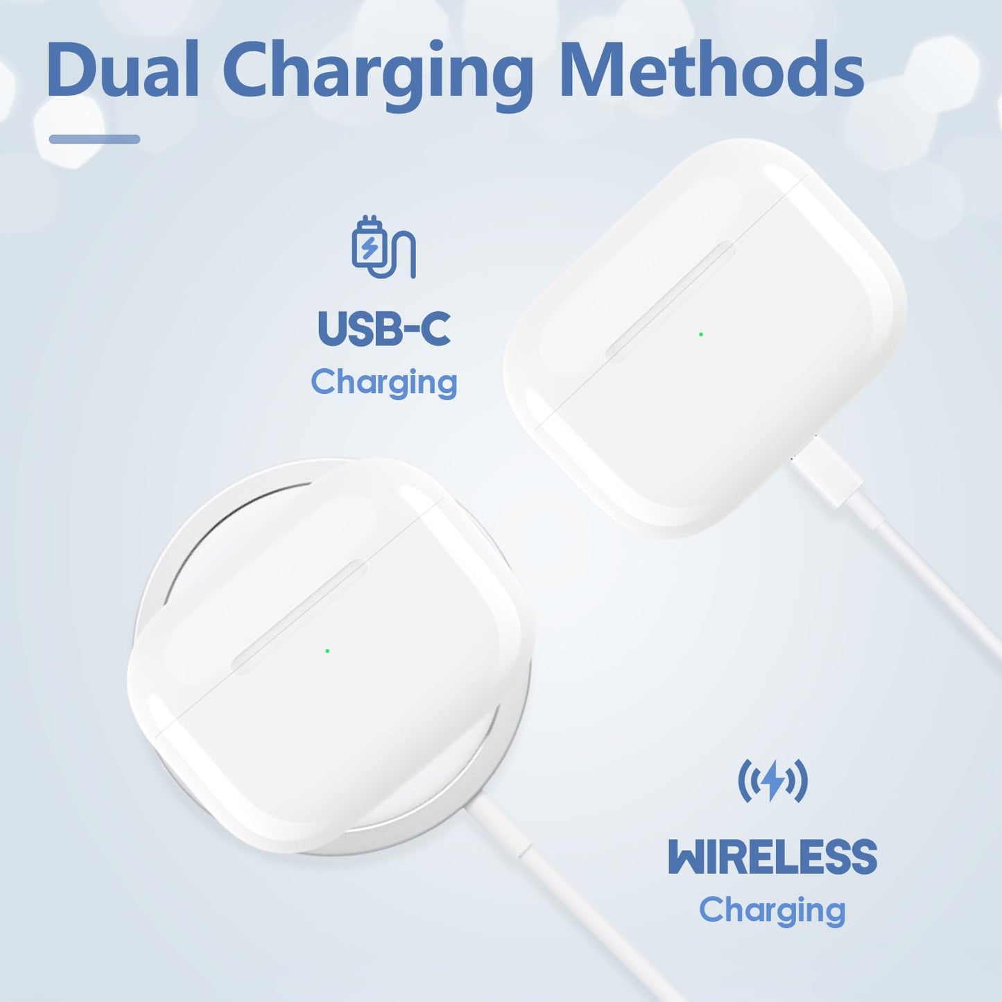 Wireless Charging Case Replacement for AirPods Pro 1st & 2nd Gen, USB-C Port with Pairing & Sync Button, Replacement Airpods Pro 2 Charging case