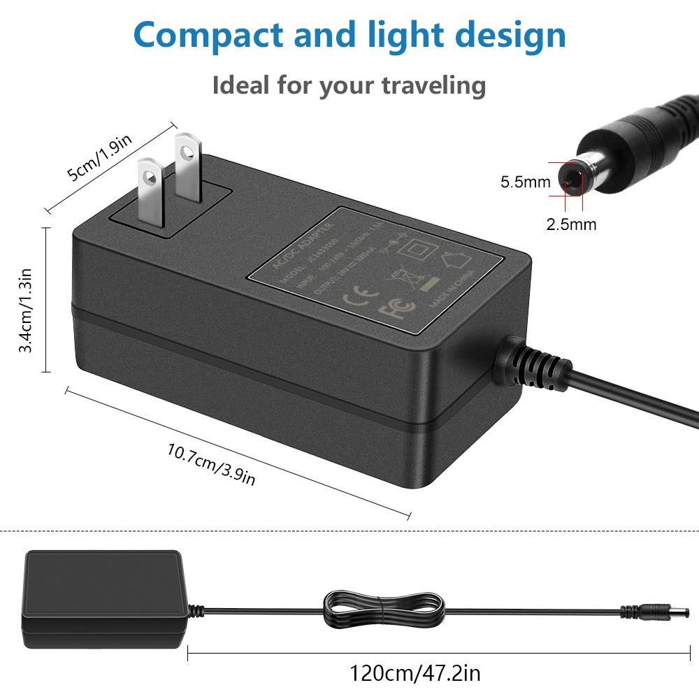 SHNITPWR 24V Power Supply 3A 72W AC/DC Adapter 100V~240V AC to DC 24 Volt 72W 3amp 2.7A 2.5A 2A Converter Transformer with 5.5x2.5mm Plug for LED…