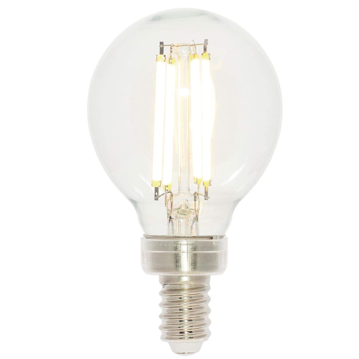 Westinghouse 5024220 4.5 Watt (60 Watt Equivalent) G16-1/2 Dimmable Clear Filament LED Light Bulb, Candelabra Base, 6-Pack