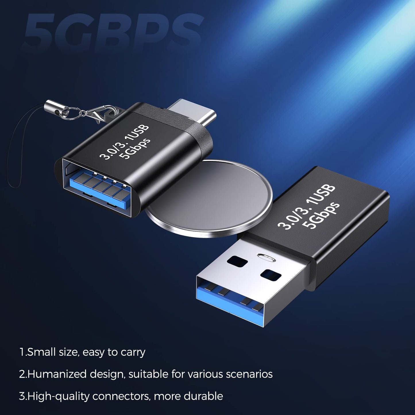 USB to USB C Adapter 2 Pack，USB C Female to USB Male Adapter and USB A Female 3.0 to USBC Male Adapter OTG Converter for MacBook Pro 2021, iPad Pro…
