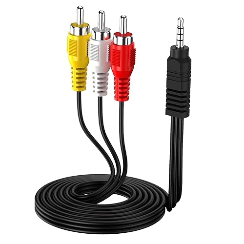 Eanetf 3.5mm to RCA Camcorder Handycam AV Audio Video Output Cable, 1/8" TRRS to 3 RCA Male Plug AUX Cable Cord for TV,Smartphones,MP3