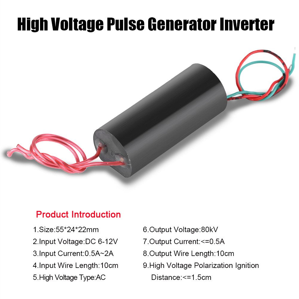 High Voltage Transformer DC 6-12V to 80KV Boost Step-up High Power Module, High Temperature Igniter High Voltage Generator 80000V