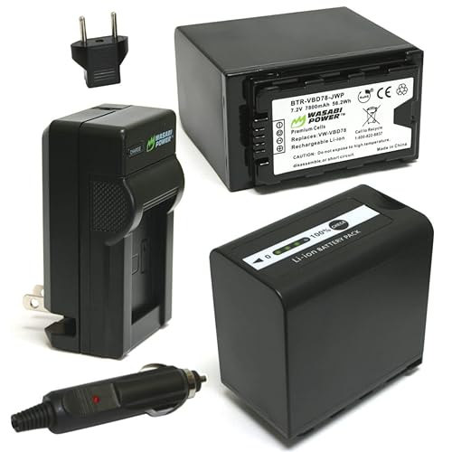 Wasabi Power 7800mAh Battery (2-Pack) & Charger for Panasonic VW-VBD58, VW-VBD78, AG-VBR89G and Panasonic AG-3DA1, AG-DVC30, AG-DVX200, AG-HPX255
