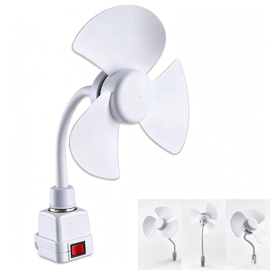 VEROH E27 Socket Fan Kit with Plug Adapter, Mini Quiet Electric Fan，1
