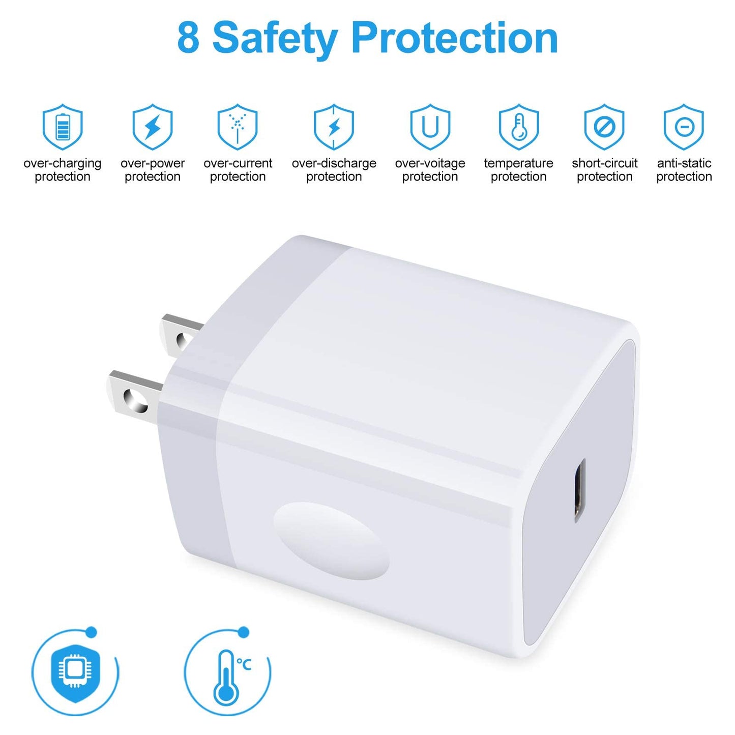 USB C Fast Charger,20W 2 Pack PD Charging Block Type C Wall Charger Power Adapter Base Box Compatible