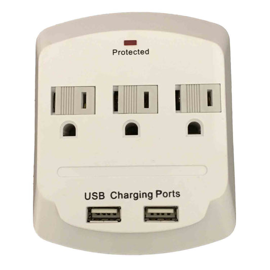 Topzone 3 AC Outlet Wall Mount Surge Protector Adapter with Dual USB Charging Ports
