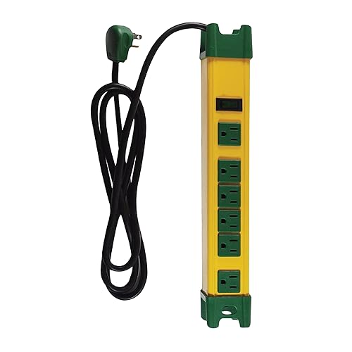 GoGreen Power (GG-26114) 6 Outlet Metal Surge Protector, 250 Joules, Yellow/Green, 6 ft Cord
