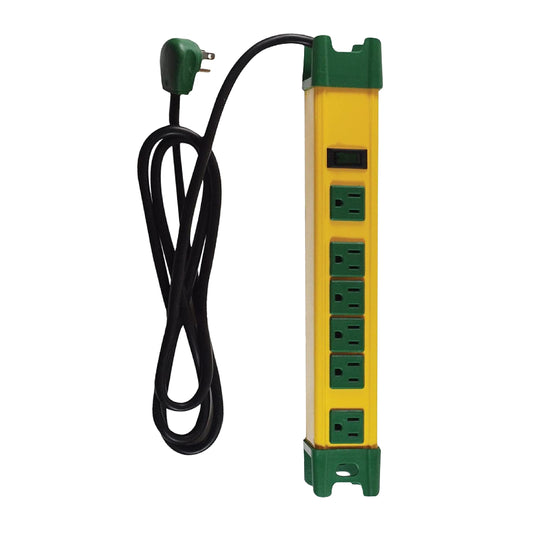 GoGreen Power (GG-26114) 6 Outlet Metal Surge Protector, 250 Joules, Yellow/Green, 6 ft Cord
