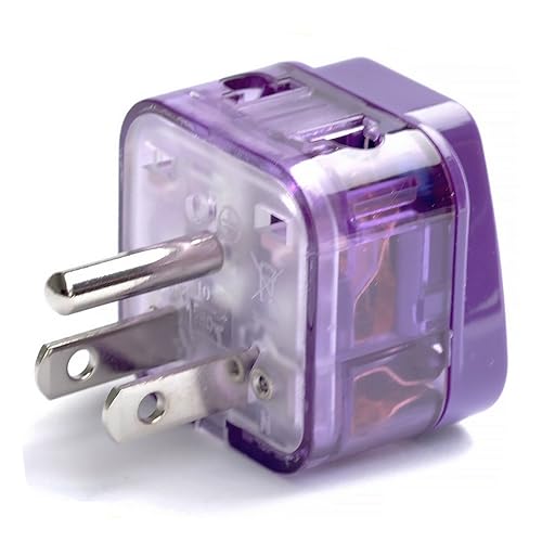 AC Power Travel Adapter Plug for US Canada South & North America/with Dual Plug-in Ports and Surge Protection/Grounded