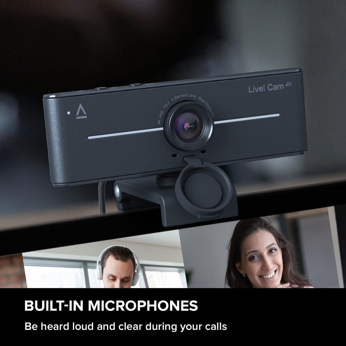 Creative Live! Cam 4K UHD Webcam, 60FPS, Wide-Angle Lens, for PC