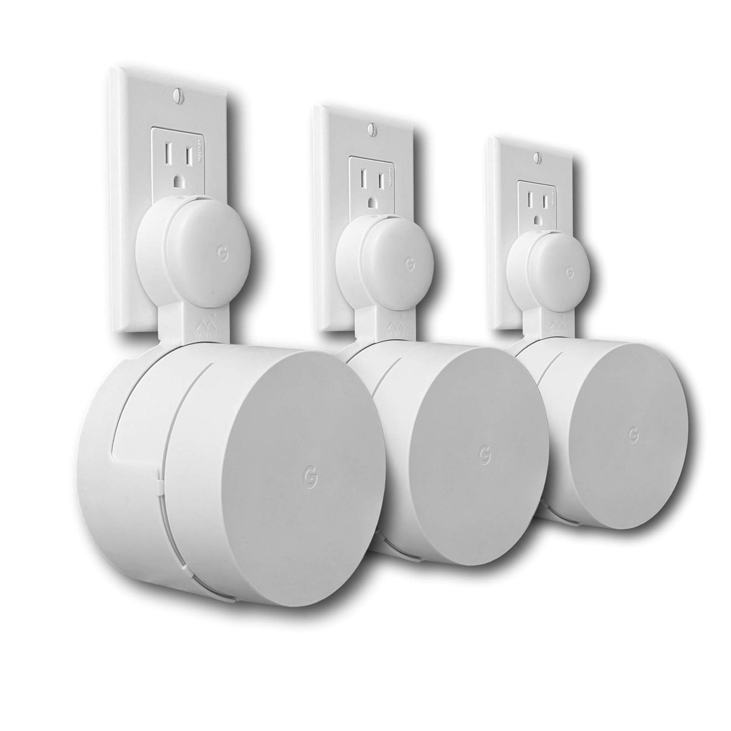 Google WiFi Outlet Holder Mount: [NEW 2020 - Present Version - Round Plug] The Simplest Wall Mount Holder Stand Bracket for Google WiFi Routers