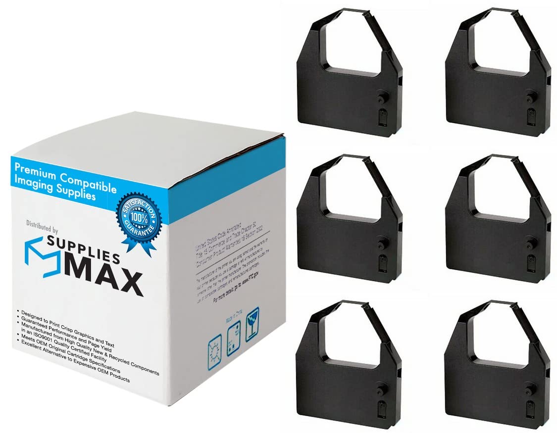 SuppliesMAX Compatible Replacement for C. Itoh 1550/8023A/8500/8510/9500/9515 Black Printer Ribbons (6/PK) (T050)