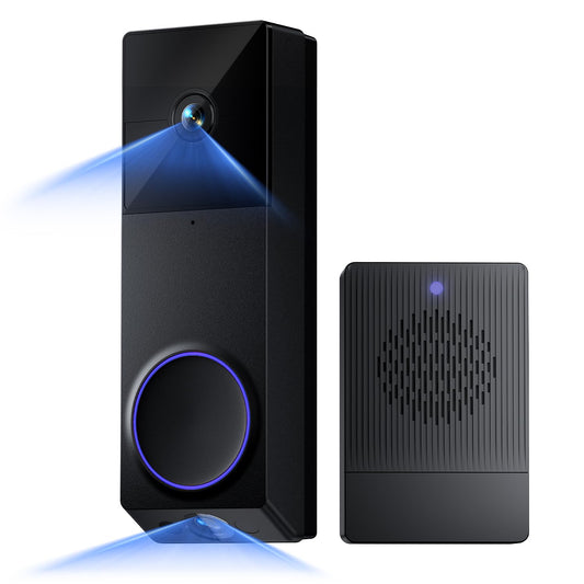 WYZE Wireless Duo Cam Video Doorbell (Chime Included), Battery Powered, 2K Full HD Video, 2 Cameras (People and Package), 2-Way Audio, Color Night