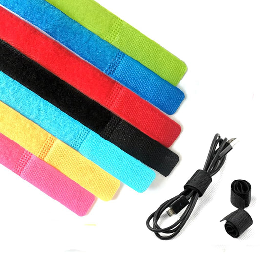 100 Pack Reusable Cable Ties 7.2in Heavy Duty Hook & Loop Fasteners for Cord Management 7 Colors Multi-Purpose Organizer