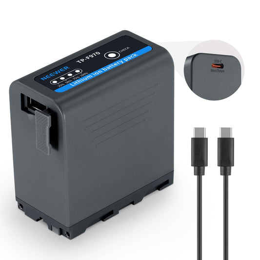 Neewer 10500mAh NP-F970 Replacement Battery, 4.8Hrs Full Charge Time, 20W PD Fast Charging USB C Cable, Rechargeable Camera Camcorder Video Light