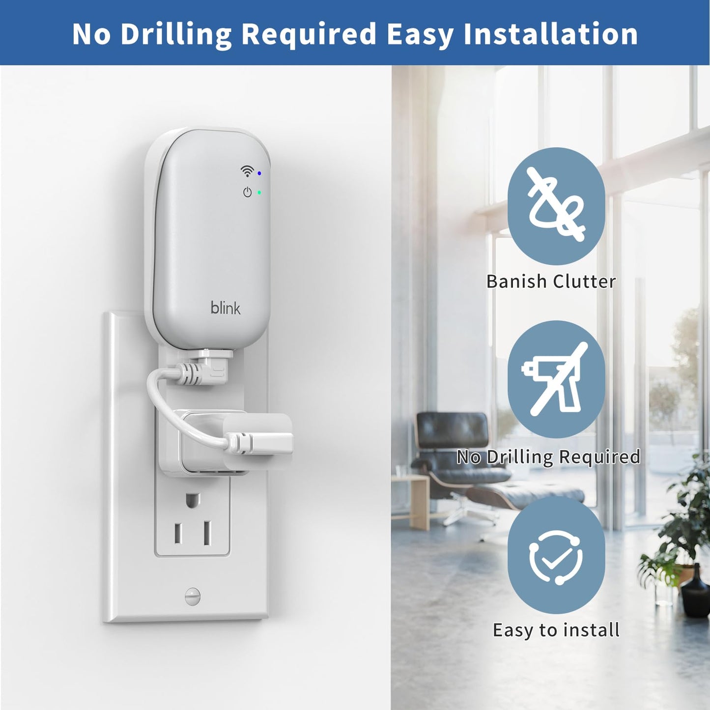 Blink Sync Module Core Mount, Outlet Wall Bracket Holder for Blink Indoor/Outdoor Security Camera, No Messy Wires - No Drilling - Easy Installation