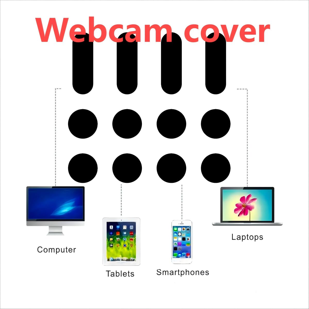 JiSiTeCai Universal Webcam Covers - Privacy Protection Accessory, No Residue Application, Safe Screen Closure - Dots,Squares and Bars, 12 Pieces