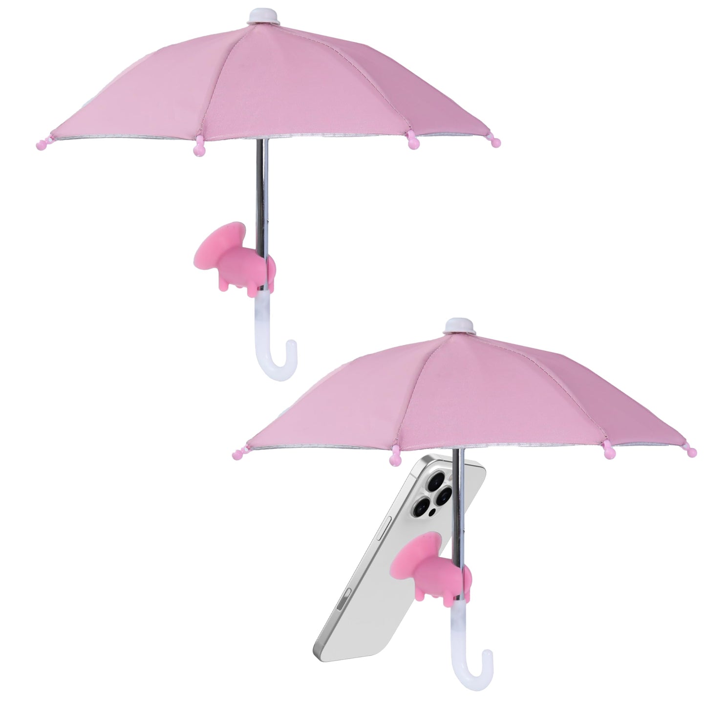 HZZADZXW 2 Pack Cell Phone Umbrella for Sun Shade, Universal Adjustable Stand With Cute Piggy Suction Cup, Outdoor Anti-reflective Glare Blocking Cell