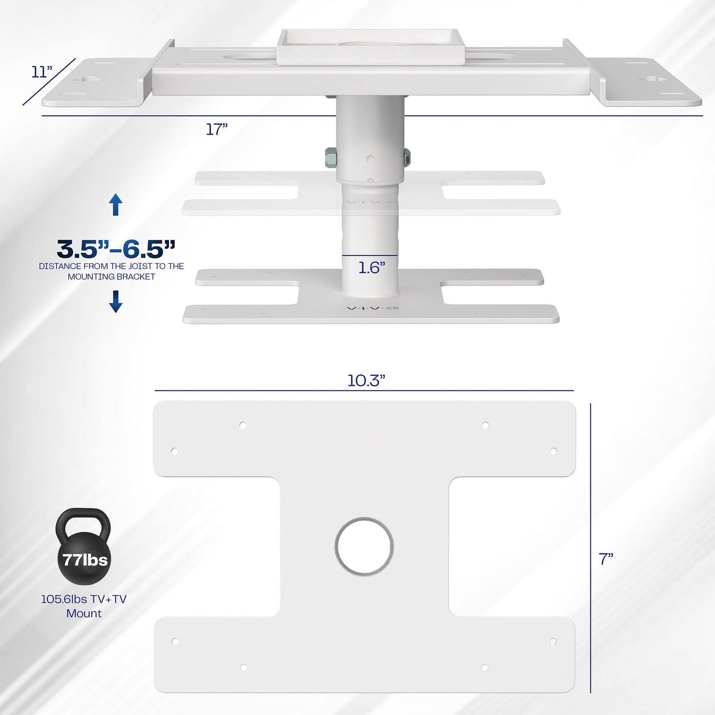 VIVO Drop Ceiling Mount Designed for MOUNT-E-FD55W and MOUNT-E-FD70W Electric Ceiling TV Mounts, Holds Screens up to 77 lbs, 4 Height Settings