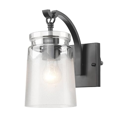 Golden Lighting 1405-1W BLK-Cag Travers Sconce - Damp, Black- Wall Sconce, Wall Sconces, Sconces Wall Lighting, Homestead, Farmhouse Light Fixtures