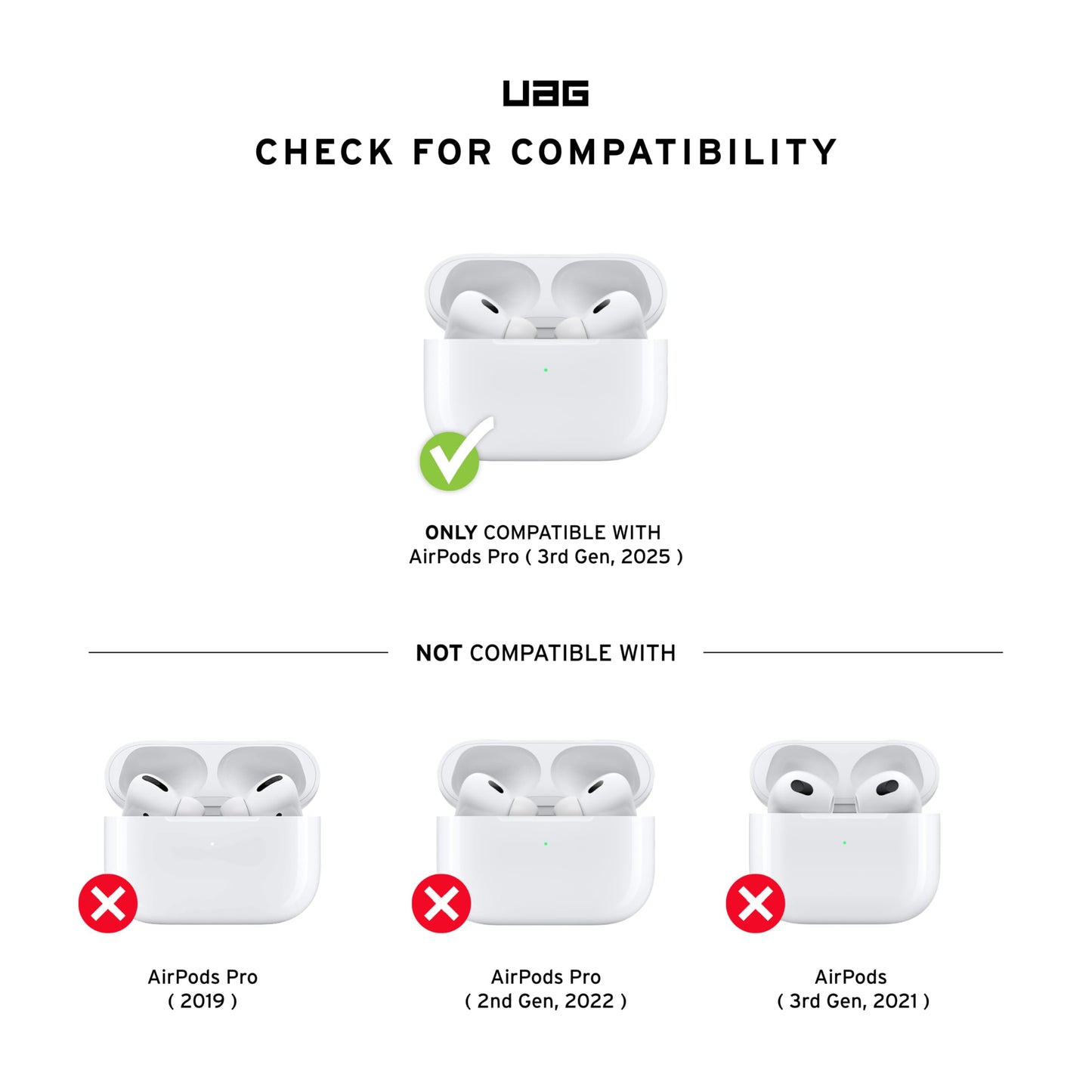 URBAN ARMOR GEAR UAG Designed for AirPods Pro 3rd Gen Case, Rugged Military Grade Drop Proof Protective Cover with Detachable Carabiner Clip & Secure