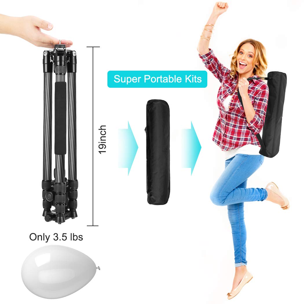 JOILCAN 81" Carbon Fiber Camera Tripod,Professional Tripod Monopod with 360 Degree Ball Head and Carrying Case for Travel and Work Load up to 35Ibs