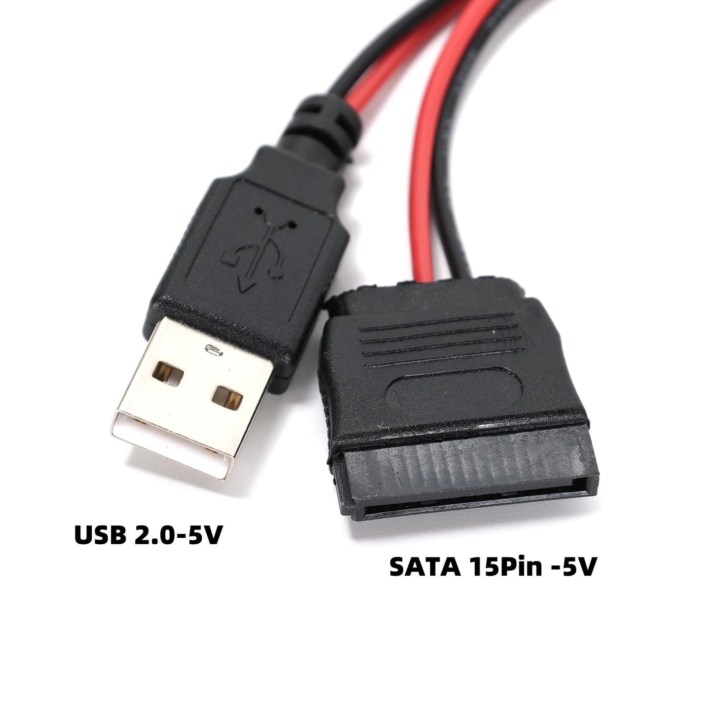 Ruimou 2PCS SATA 15-Pin to USB 2.0 Power Extension Cable 12 Inches, Hard Drive Power Cable, SSD Power Cable, Only Supports 2.5 Inch Hard Drives