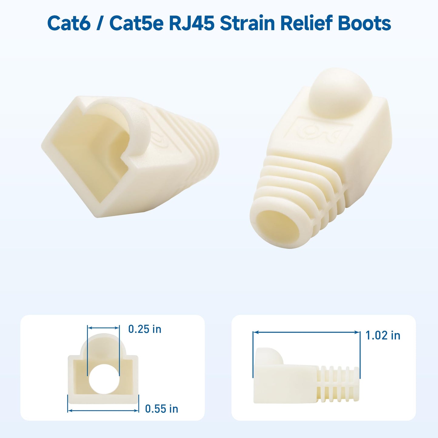 Cable Matters 200-Pack Cat6 / Cat5e RJ45 Strain Relief Boots, RJ45 Boot, Cat 6 Boot, Cat6 Ethernet Boots, White, Suitable for 6.5mm (0.25in) Ethernet