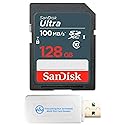 SanDisk 128GB UHS-I Ultra Memory Card SDXC Class 10 Card SDSDUNR-128G-GN3IN - Bundle with 1 Everything But Stromboli SD & MicroSD Memory Card Reader