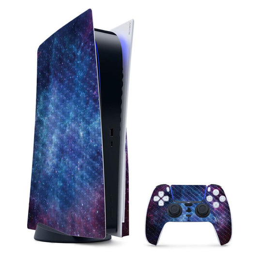 MightySkins Carbon Fiber Gaming Skin for PS5 / PlayStation 5 Bundle - Nebula | Durable Textured Carbon Fiber Finish | Easy to Apply and Change Style |