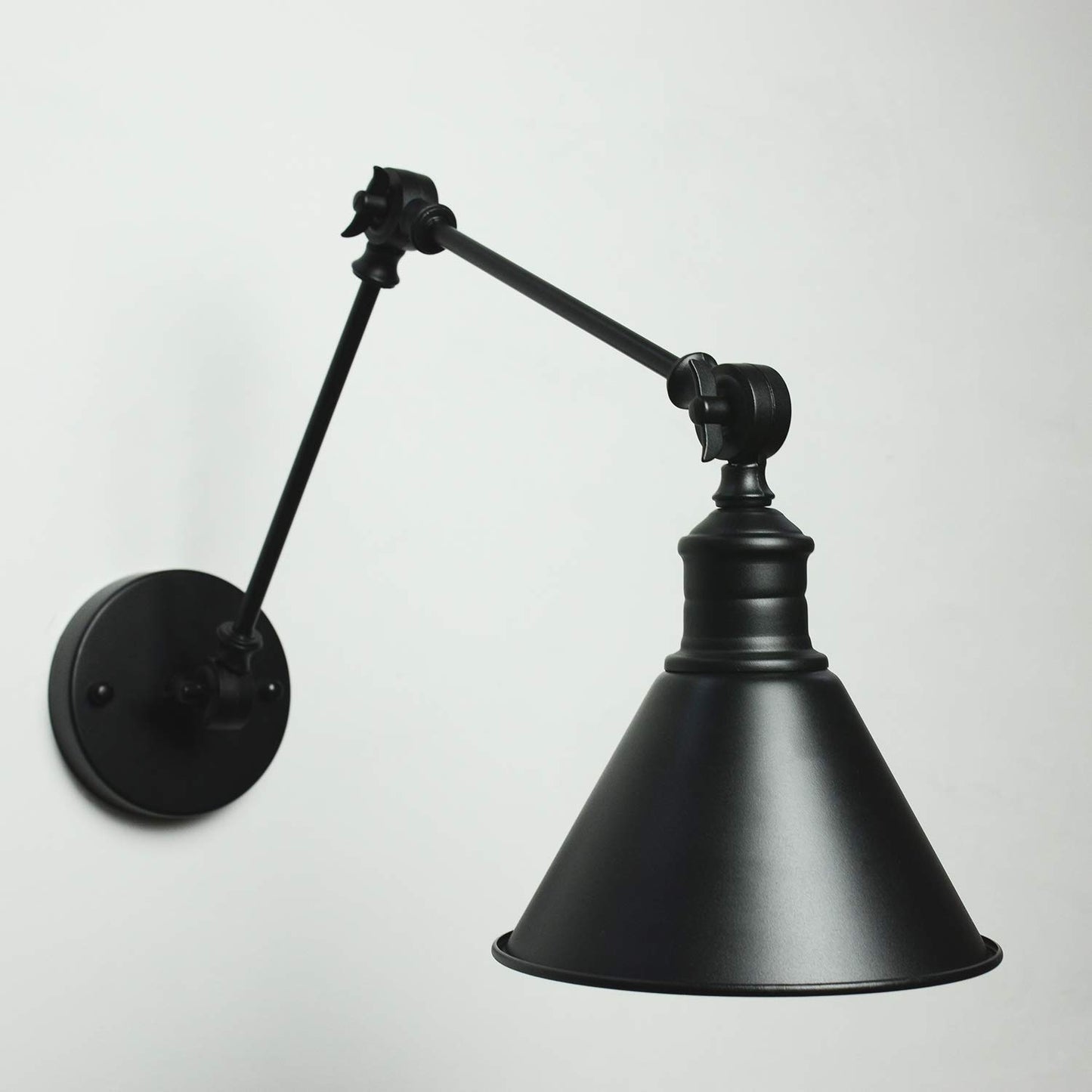 LZoahi SEDA Frosted Vintage Industrial Wall Lamp Black Adjustable Wall Mount Light Sconces Farmhouse Style for Bedroom Headboard Living Room Bathroom