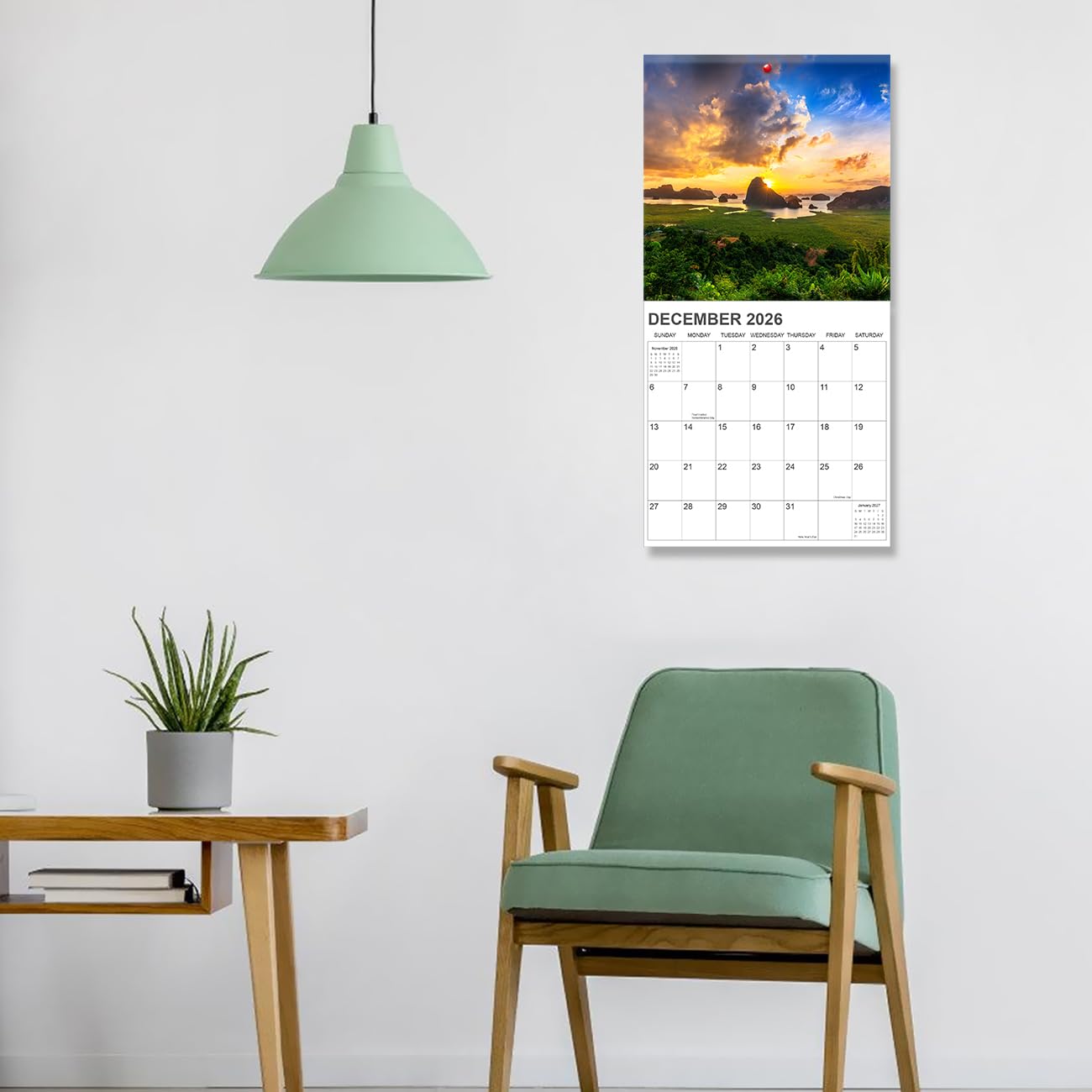 Calendar 2026 from January 2026 - December 2026, 12" x 24" Opened 12 Months Calendar, Full Page Months Thick & Sturdy Paper for Gift Perfect Calendar