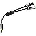 Monoprice 3.5mm Stereo Splitter - TRS Male to TRS Dual Female, Designed for Mobile, 0.5 Feet, Black