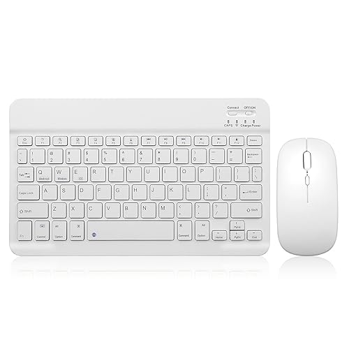 Bluetooth Keyboard and Mouse Combo Rechargeable Portable Wireless Keyboard Mouse Set for Apple iPad iPhone iOS 13 and Above Samsung Tablet Phone