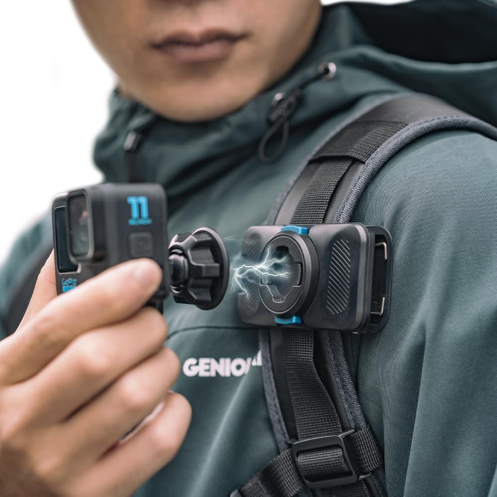 SUREWO 360° Rotation Magnetic Quick Release Backpack Clip Mount Compatible with Gopro Hero 13,12,11,9,8,7,6,5,DJI Osmo Action 6/5 pro/4/3 and More