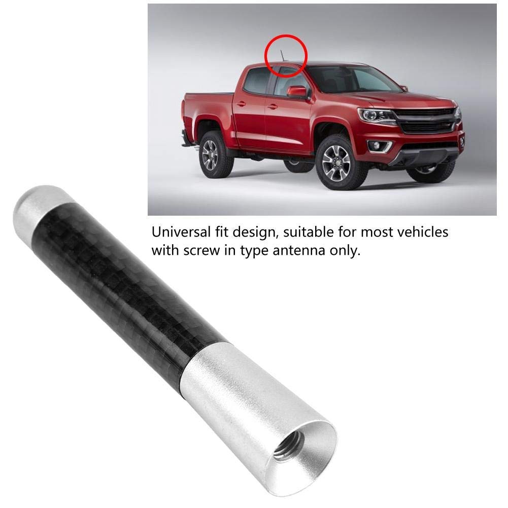 Acouto Car Antenna 3 Inch Carbon Fiber Universal Car Modification Screw Radio Antenna Short Car Antenna Aerial Replacement (Silver)