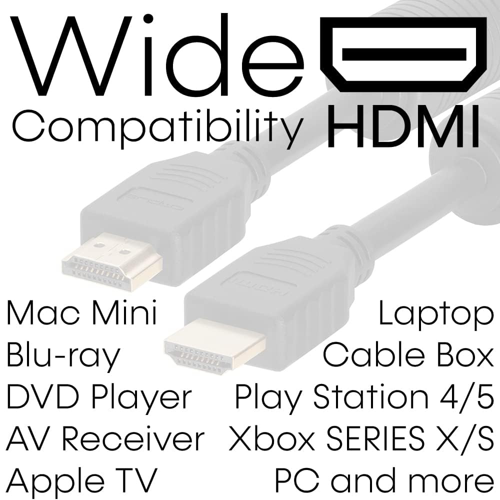 Cmple - HDMI Cable 15FT with Ferrite Cores - 28 AWG High Speed HDMI Cord with Ethernet, Supports (4K 60HZ, 1080p Full HD, UHD, Ultra HD, 3D, ARC