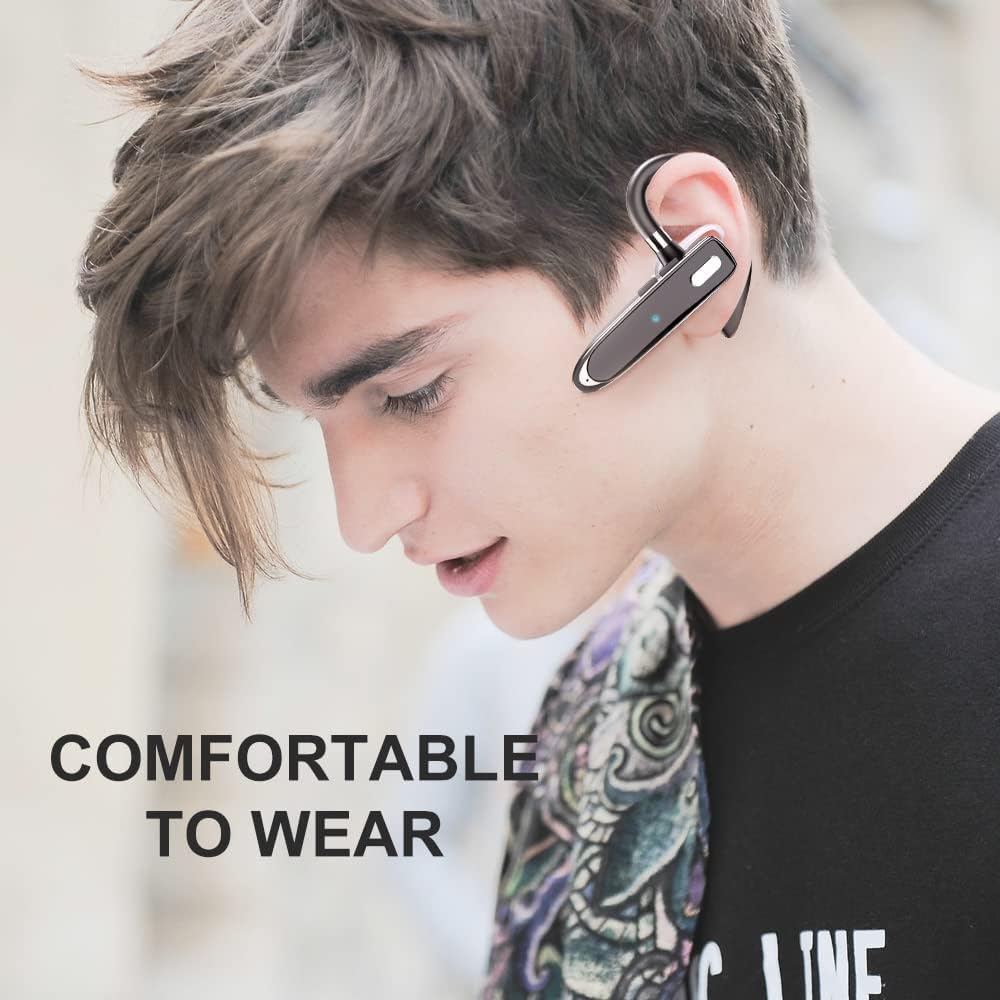 WJBCNEENT Single Ear Business Earbuds, Wireless Bluetooth Headphone with Mic, 80 Hours Standby Time Bluetooth 5.3 Earpiece for Truck/Car Driving (No