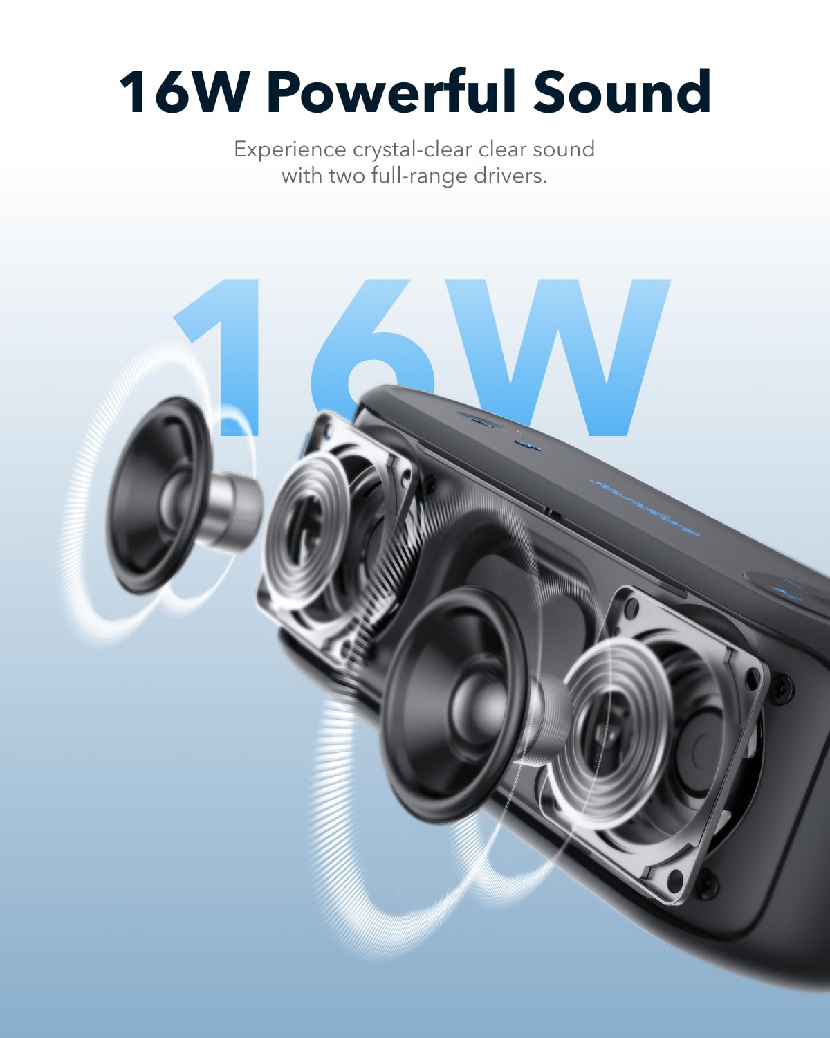 Soundcore Select 3 Outdoor Speaker, 16W, BassUp Technology, 20H Playtime, IPX7 Waterproof(Renewed)