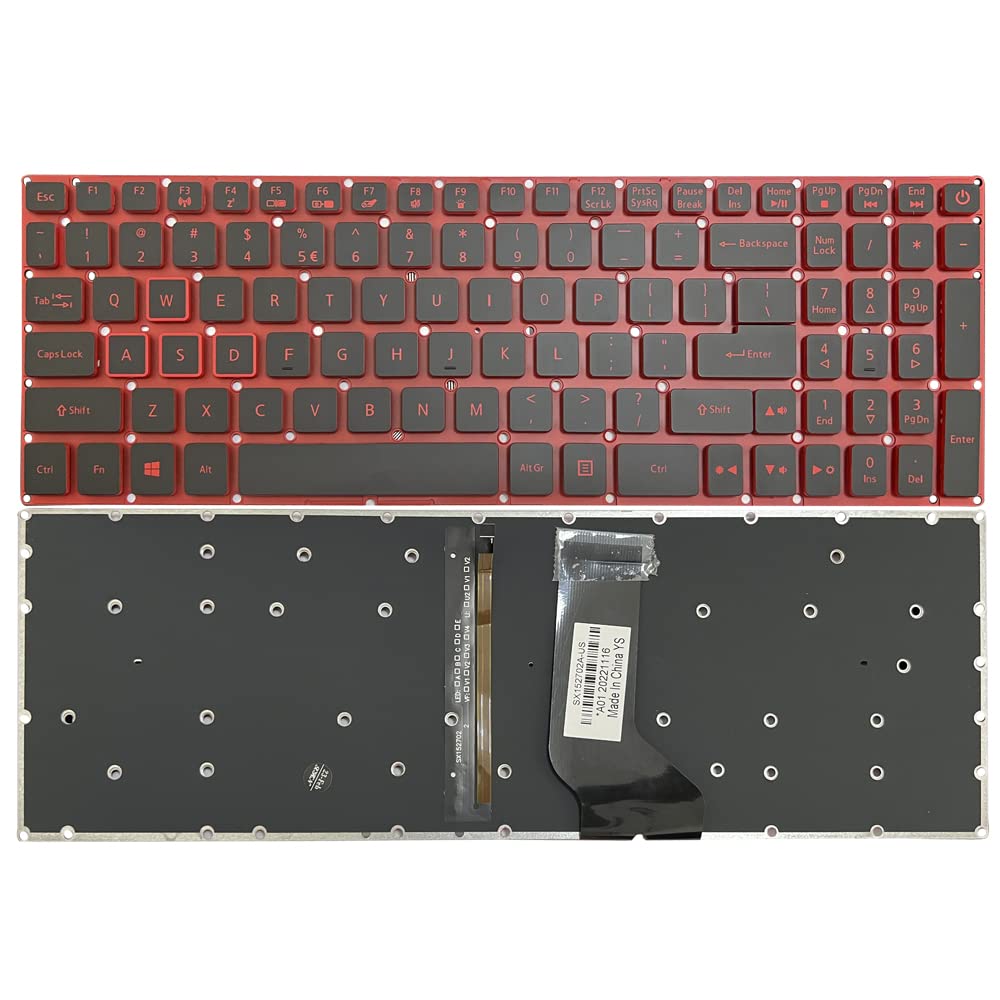 GinTai Laptop US Keyboard Red Lettering with Backlit Replacement for Acer Nitro 5 AN515-31 AN515-41 AN515-42 AN515-51 AN515-52 AN515-53 AN515-53-55G9