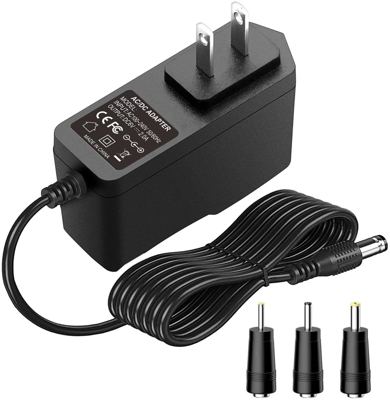 DC6V 2A Power Supply Adapter, Universal AC Adapter 6Volt 2000mA 1500mA 1000mA 500mA 400mA for Digital Blood Pressure Monitoir, Charger with 3 DC Plug…